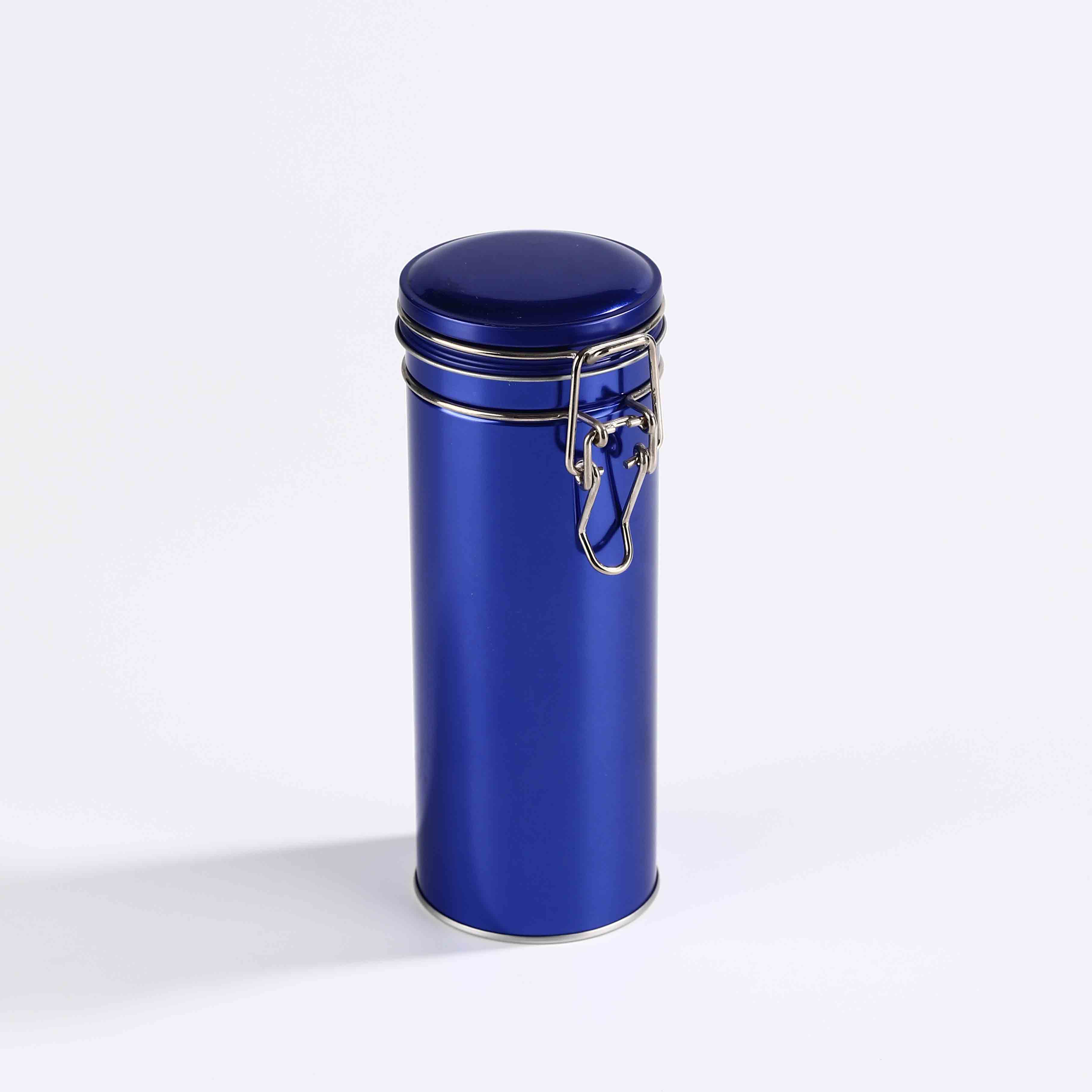Round Shape Cup Tin Box with Iron Buckle