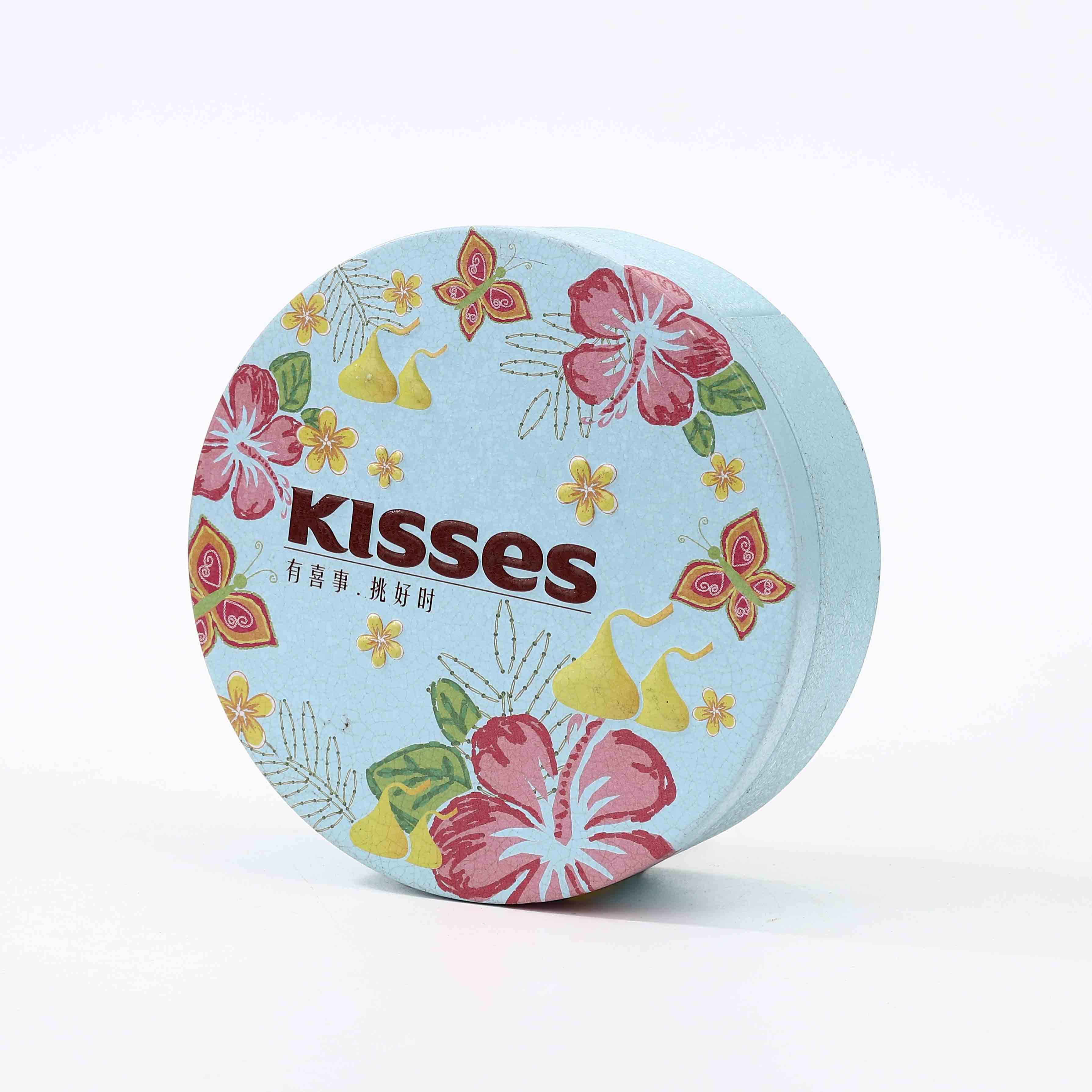 Round Shape Welding Candy Tin Box with Embossing