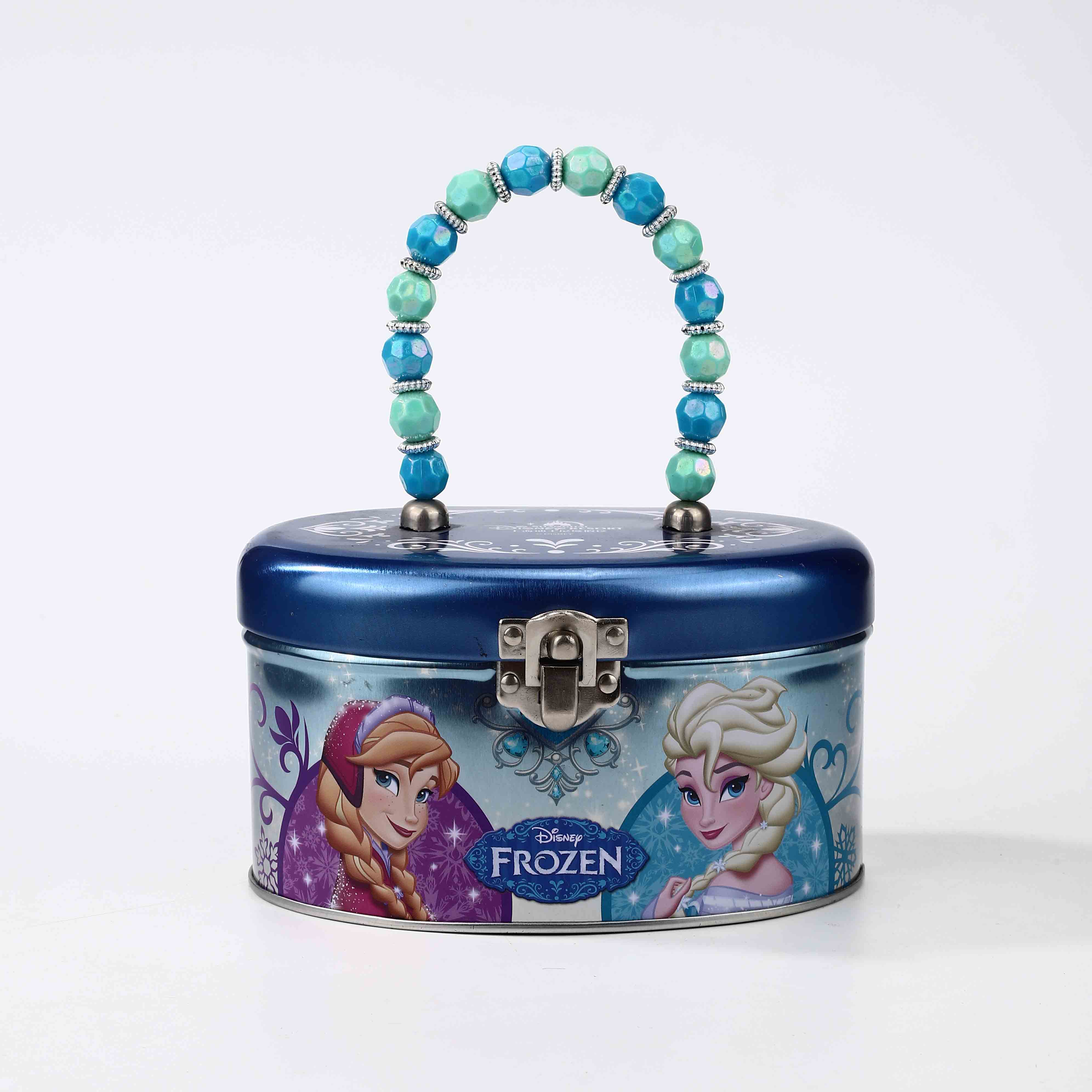 Oral Shape Tin box with Beads Handle